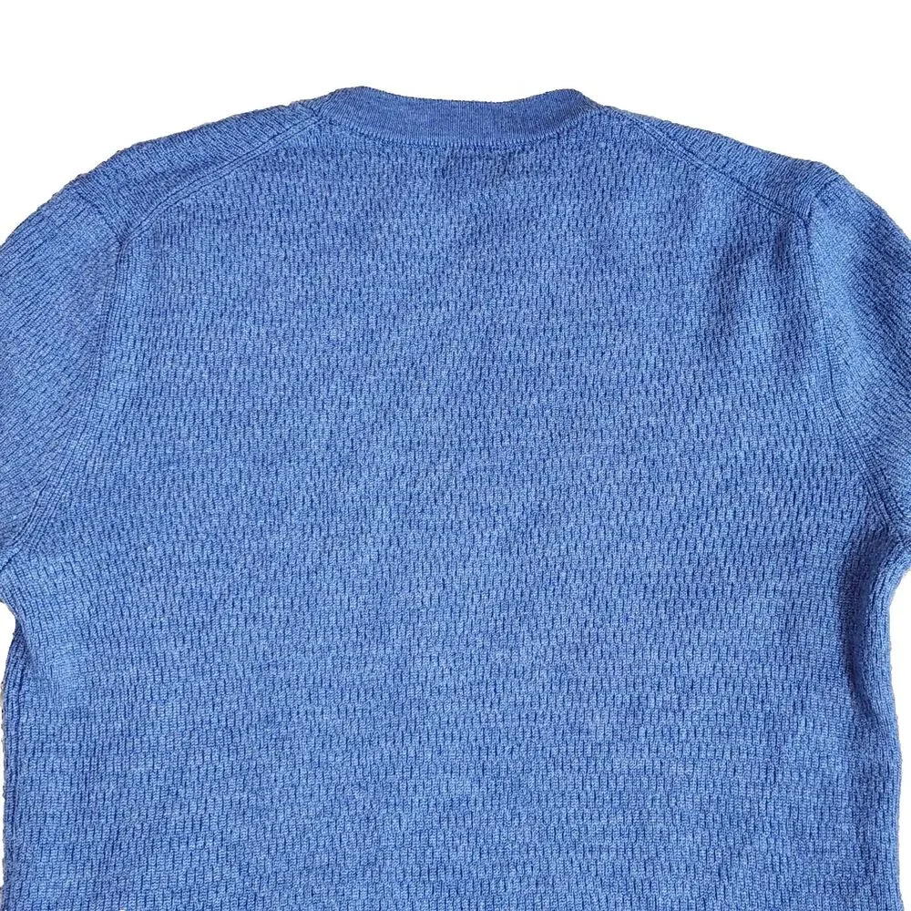 Banana Republic Extra Fine Merino Wool Thermal-Knit Crewneck Sweater Blue Mens L